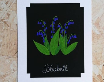 Chalkboard Bluebell fine art giclée print