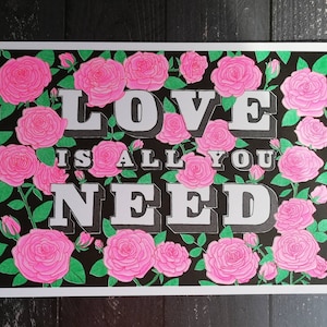 Love is all you need, Beatles inspired A3 numbered risograph art print image 1