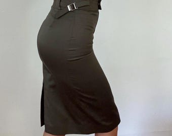 Vintage Gucci by Tom Ford Olive Green Pencil Skirt