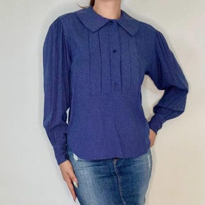 Vintage Kenzo Paris Blue Button Down Cotton & Wool