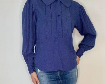 Camisa vintage Kenzo Paris azul con botones de algodón y lana