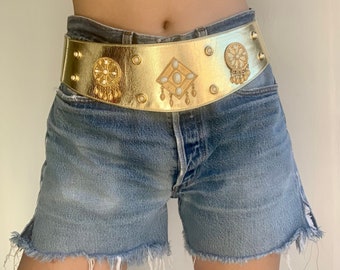 Vintage ESCADA Gold Beaded Embellished Belt