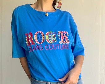 90's VERSACE Jeans Couture Blue ROCK Tee