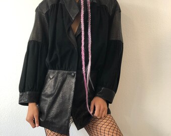 Vintage Bart Black Suede And Black Leather Jacket