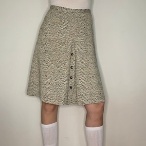 Vintage 70's Wool High Waisted Knee Length Skirt