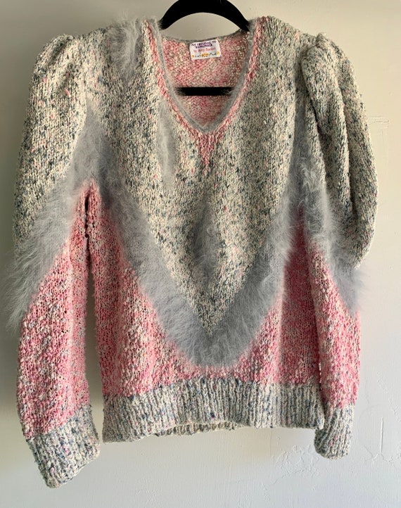 Betty Bardovi Handmade Knit Puff Sleeve Sweater w… - image 6