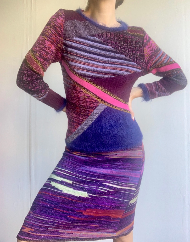SALE: Christian Lacroix Purple and Pink Abstract Skirt image 4