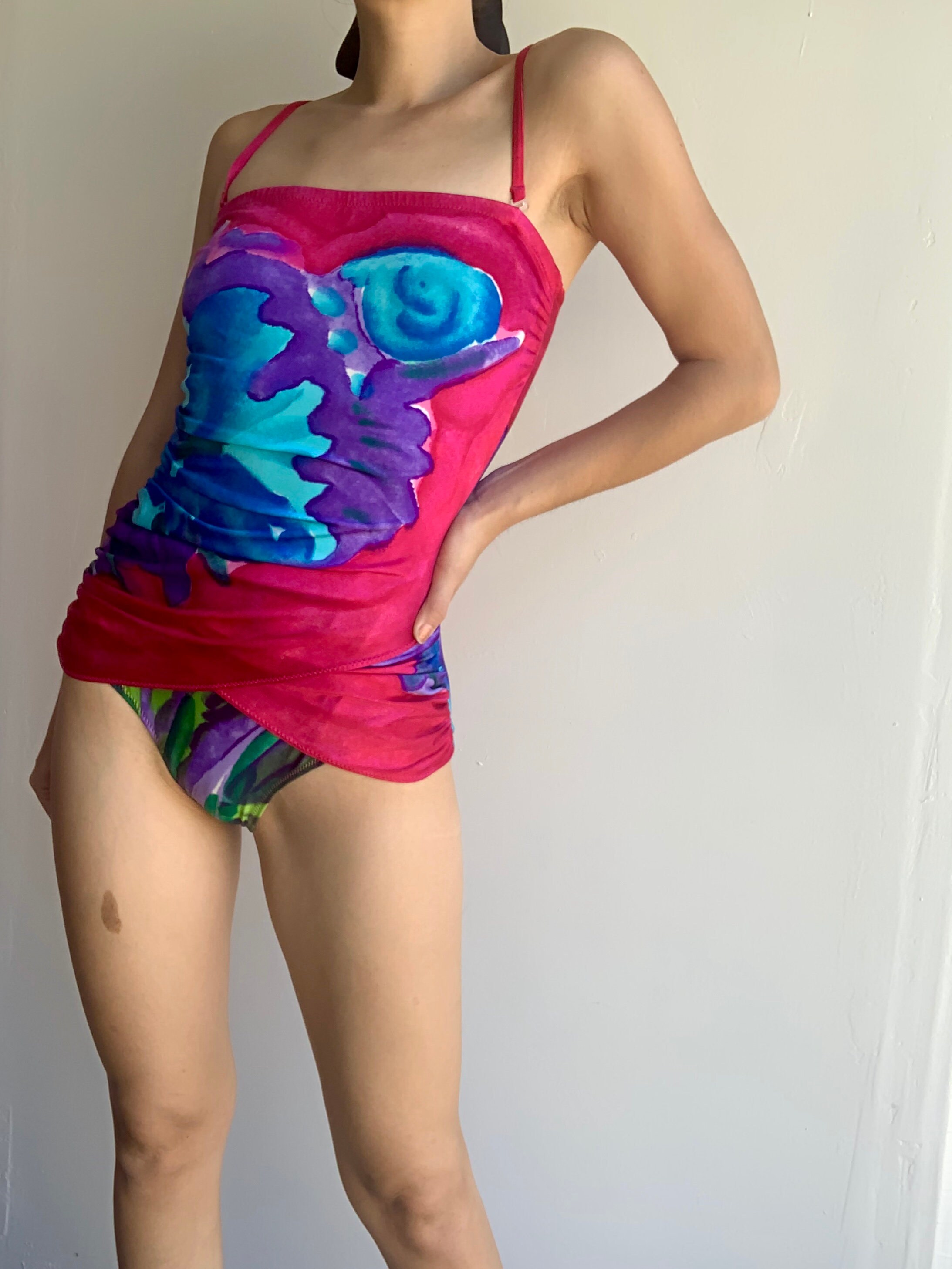 SALE 80 s Gottex Colorful One Piece Swimsuit Etsy Australia