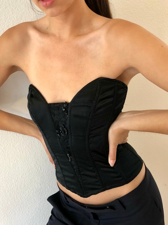 Vintage 90's Black Silk Bustier