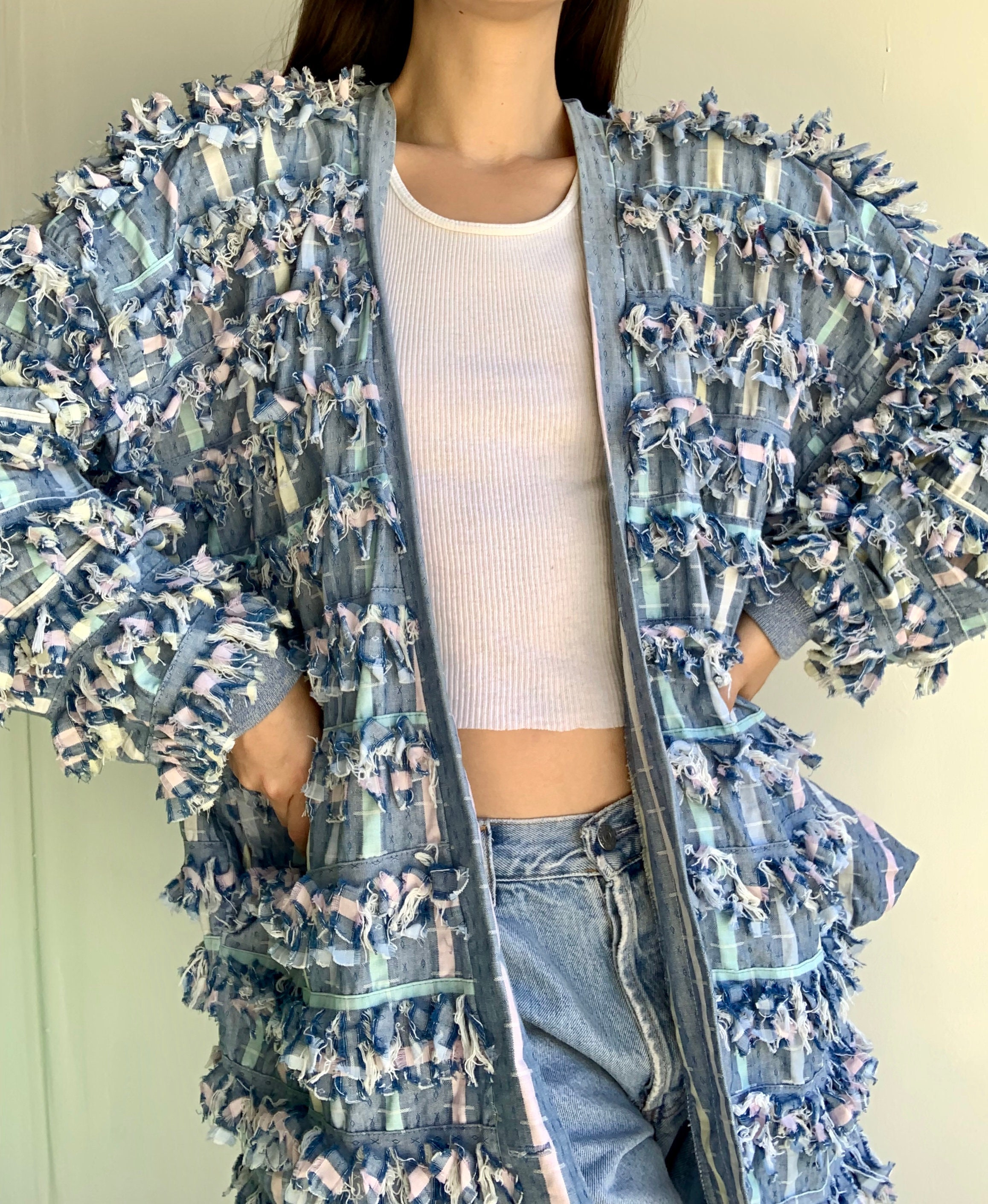 80 s Paula Sweet Muslin Mink Blues and Purple Jacket