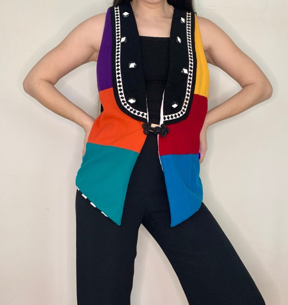 Vintage 80's Colorful Wool Vest