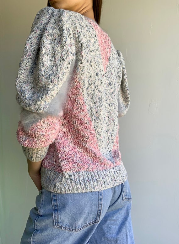 Betty Bardovi Handmade Knit Puff Sleeve Sweater w… - image 4