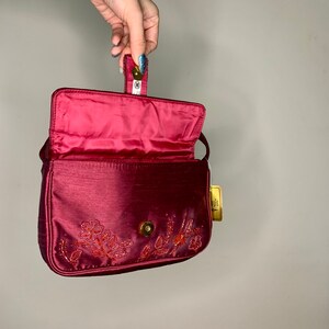 Vintage Y2K Maroon Beaded Floral Mini Bag NWT 画像 7