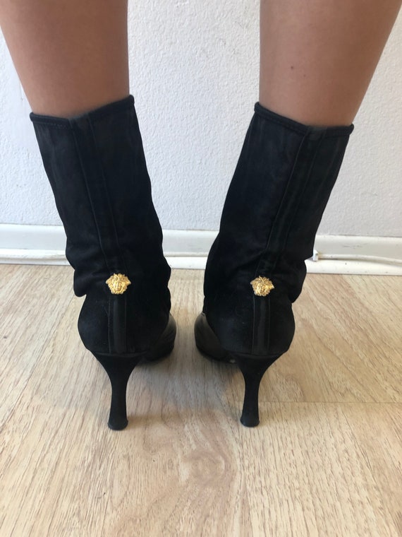 Vintage Gianni Versace Black Ankle Boots - image 4