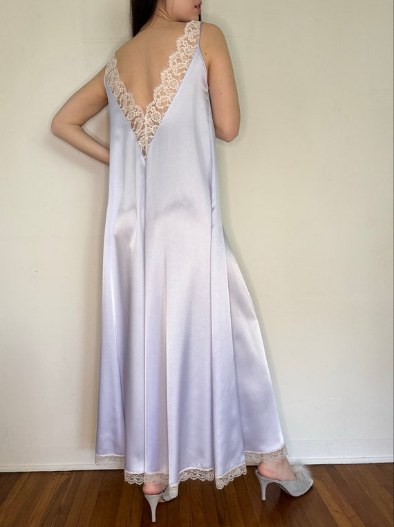 Vintage 60's LUCIE ANN Blue V Neck Nightgown with… - image 4