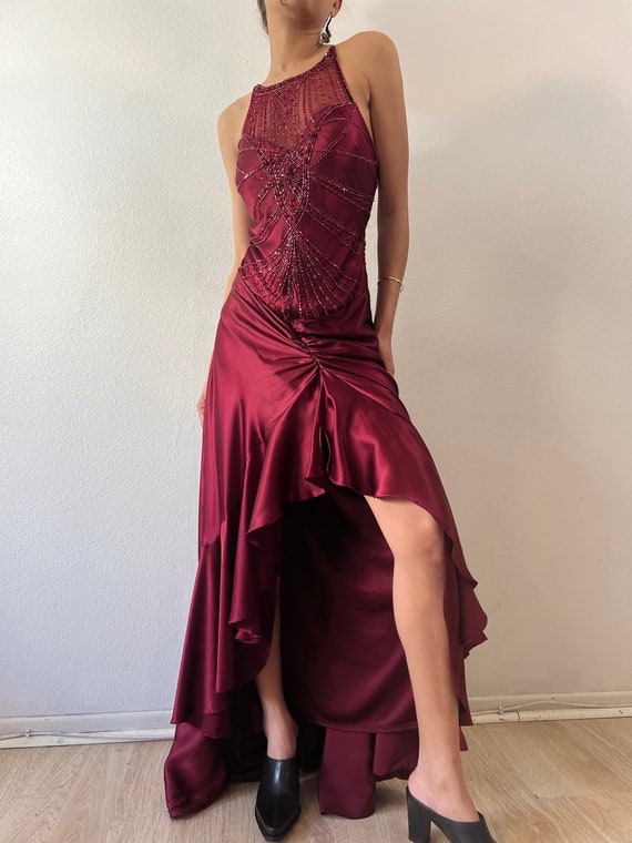 Vintage Sue Wong Nocturne Burgundy Silk Gown