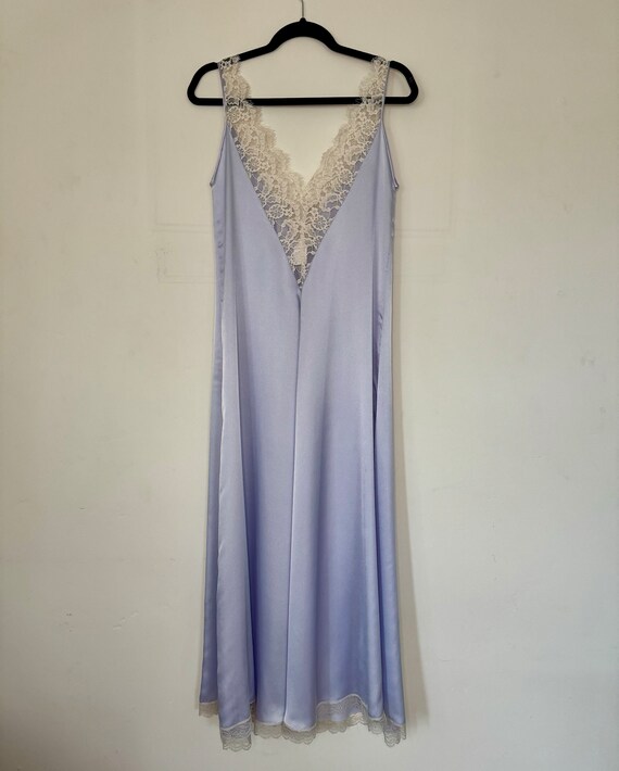 Vintage 60's LUCIE ANN Blue V Neck Nightgown with… - image 6