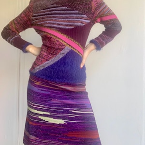 SALE: Christian Lacroix Purple and Pink Abstract Skirt image 5