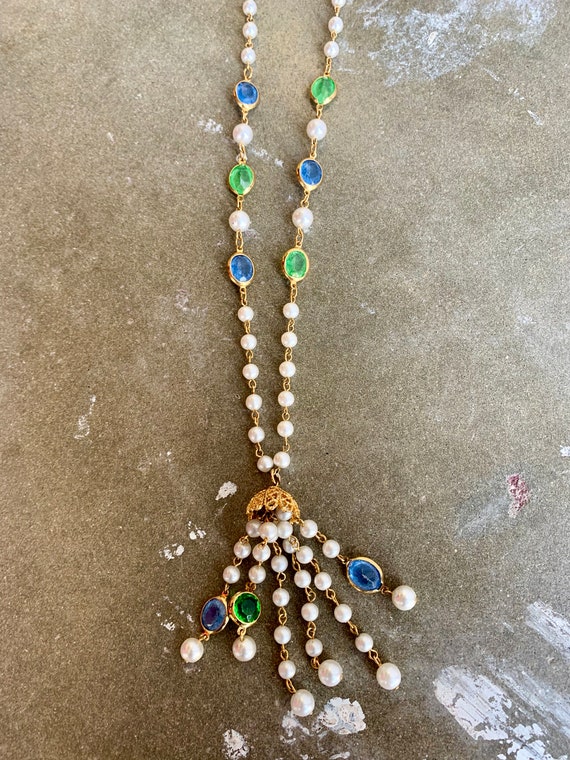 Vintage Beaded Dangly Necklace - image 5