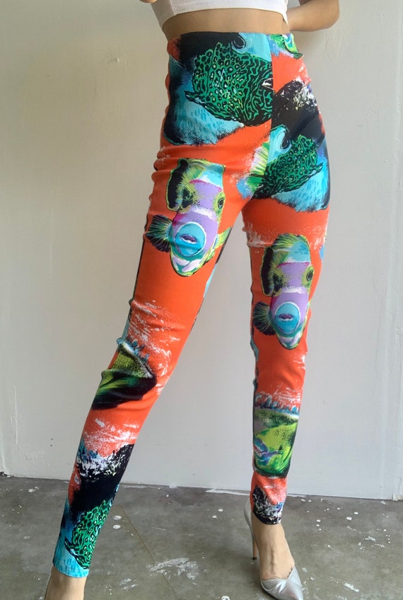 90s Fish Printed High Waisted Leggings