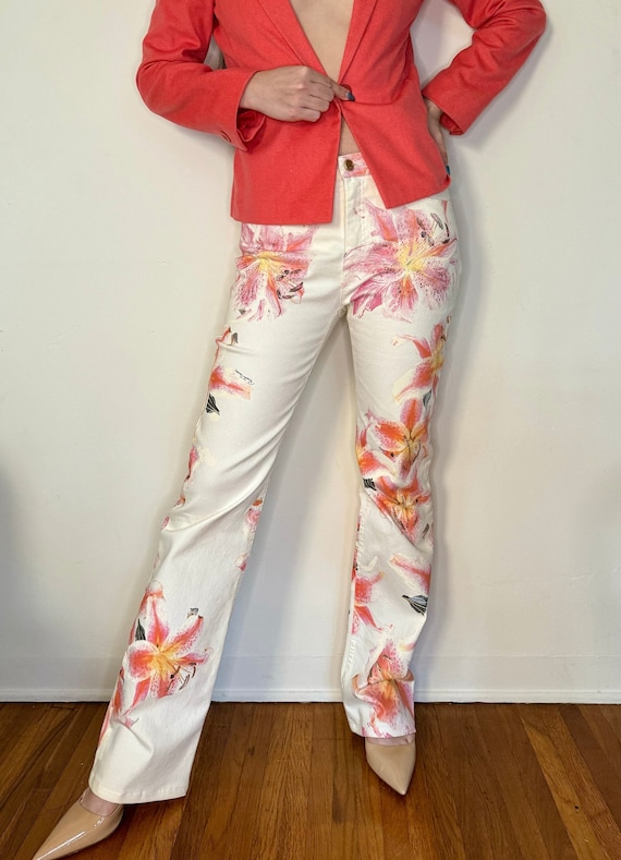 Roberto Cavalli Y2K Floral Pink Printed Jeans NWT