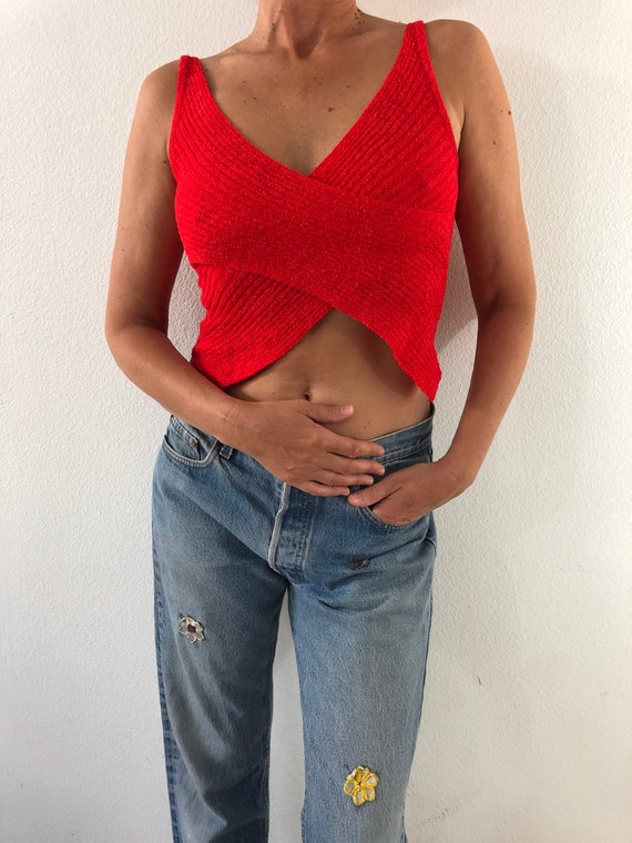 Vintage 90’s Red Trendy Crop Top