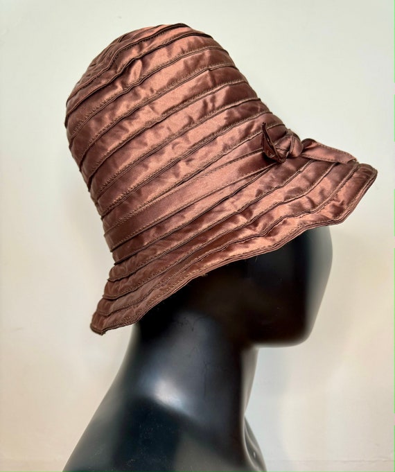 Vintage 90's Brown Tall Bucket Hat Made in France - image 4