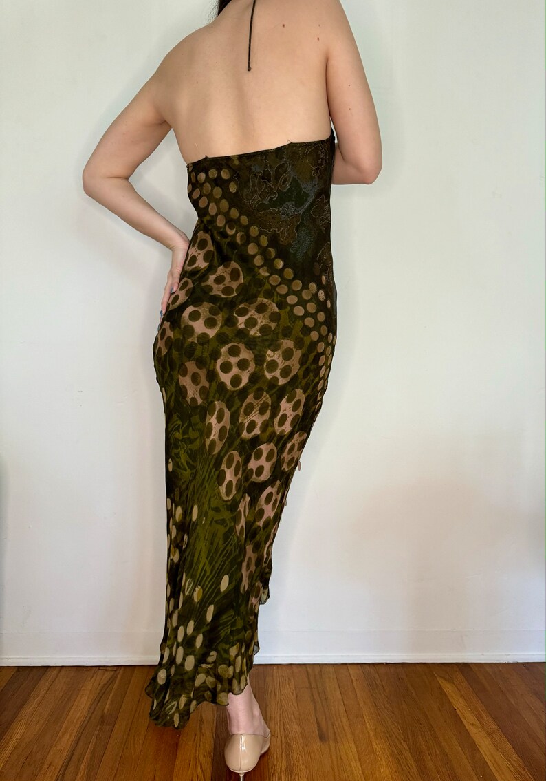 90's Overdyed Blue Green Embroidered Maxi Length Halter Dress by The Collection Royal main image 0