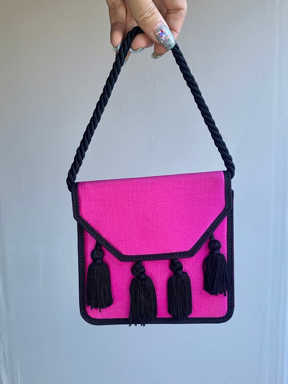 ESCADA Hot Pink Mini Bag with Black Tassels