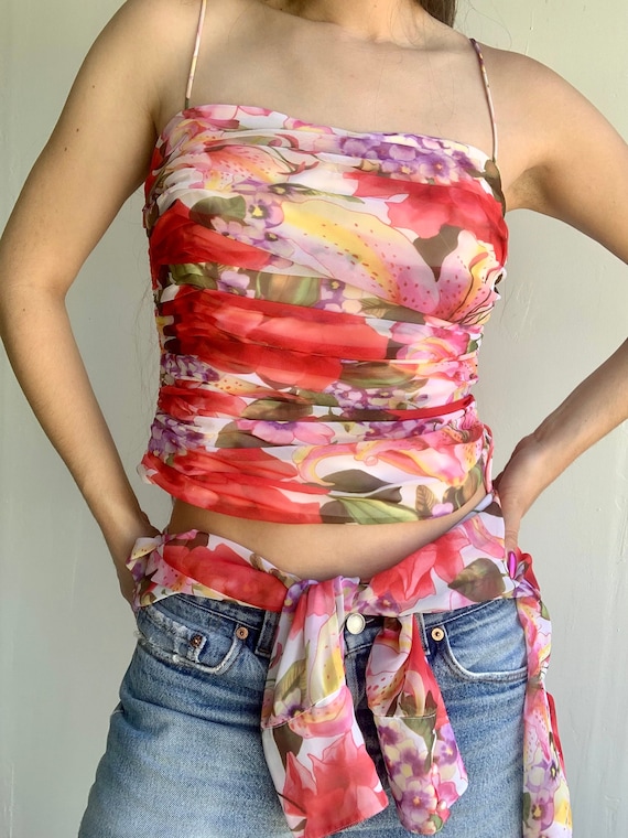 Vintage ESCADA Floral Printed Bustier