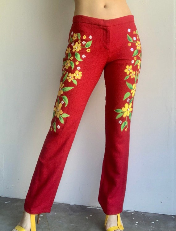 Moschino 2000's Red Floral Pant