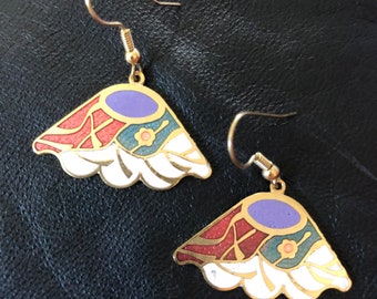 Vintage Cloisonné Enamel Dangle Earrings