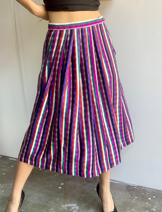 Ciao Sport Silk Multicolored Striped Skirt