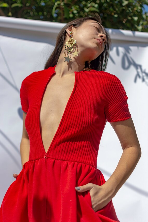 RARE Red Rudi Gernreich for Harmon Knitwear dress