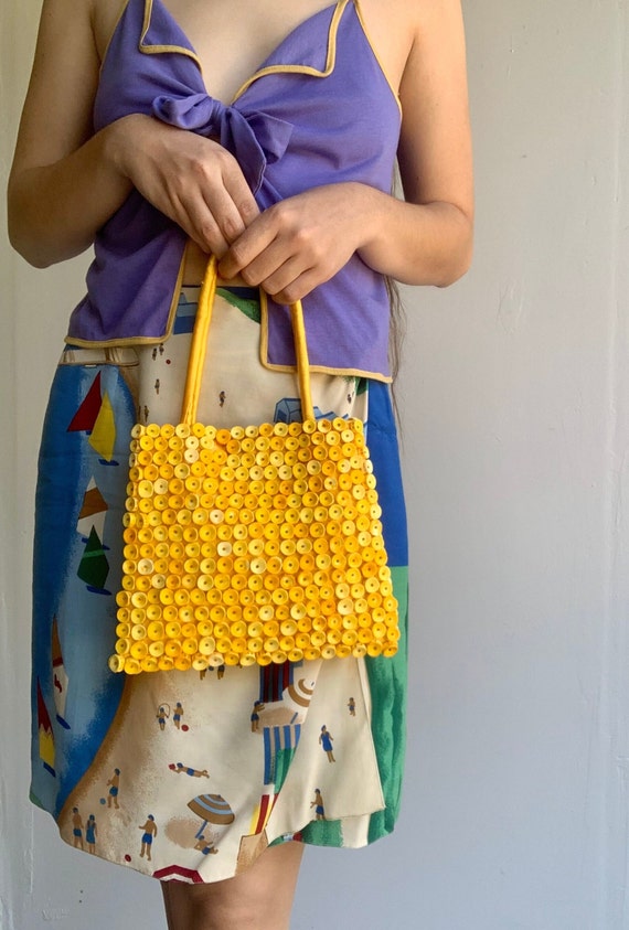 Yellow Handmade Beaded Embellished Bag