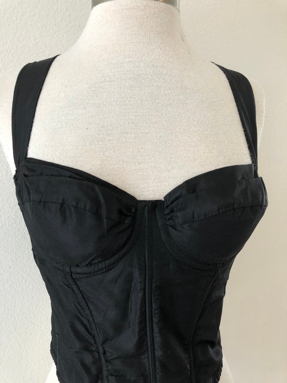 Rare Vintage 80’s Black Silk Bustier Top.