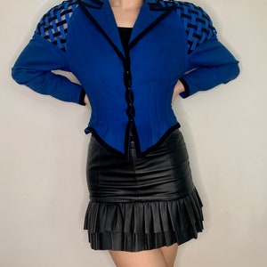 Vintage 80s Blue & Black Corset Fitting Top image 5