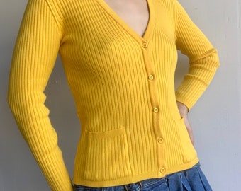 Jersey Courreges Vintage años 70 mostaza de canalé
