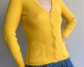 Courreges Vintage 70's Mustard Ribbed Sweater