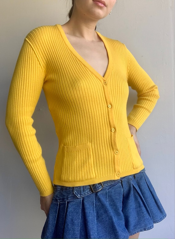 Courreges Vintage 70's Mustard Ribbed Sweater