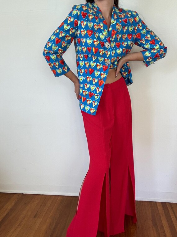 Red Split Leg Flared Trousers - image 6