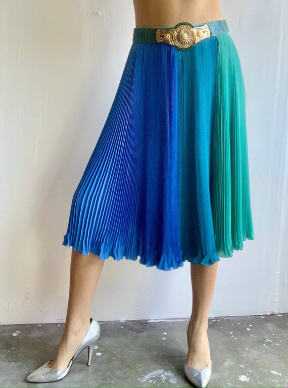 Antonella Ore Teal and Blue Pleated Skirt