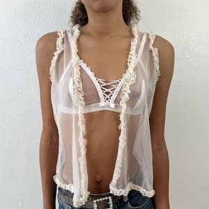 Vintage 70s White Sheer White Vest image 1