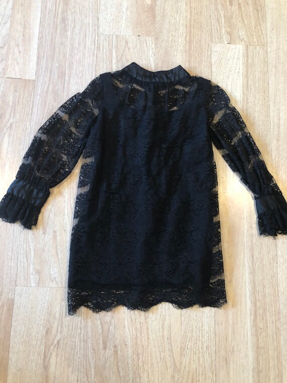 Vintage 60’s Black Mod Lace With Long Sheer Sleev… - image 8