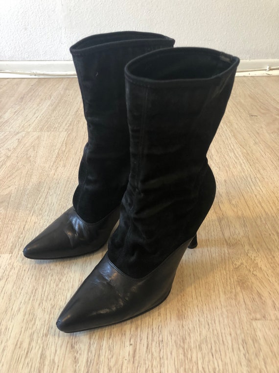 Vintage Gianni Versace Black Ankle Boots - image 6