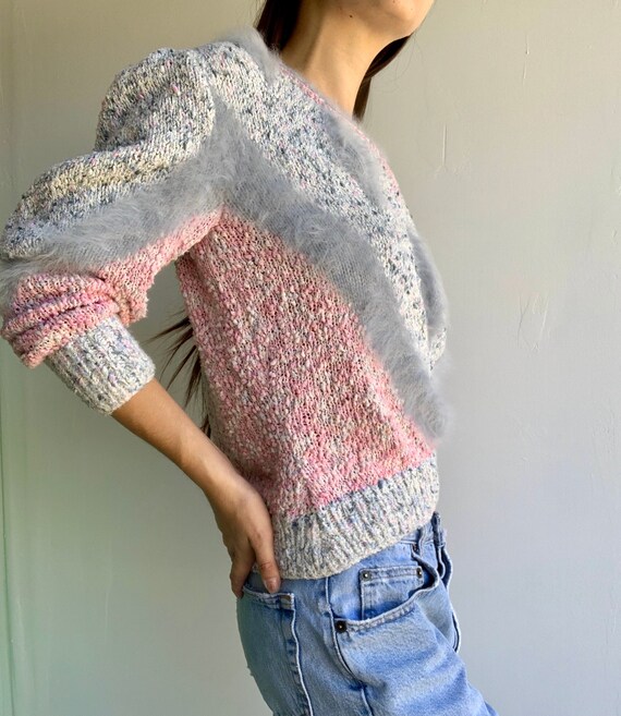 Betty Bardovi Handmade Knit Puff Sleeve Sweater w… - image 3