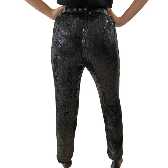 Vintage 80s Black Sequin Trouser - image 7