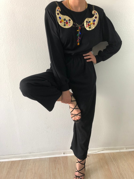 Vintage Adolfo Sport Black Jumpsuit
