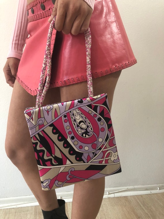 Vintage Swee Lo Pink Silk  Psychedelic Print Bag - image 1