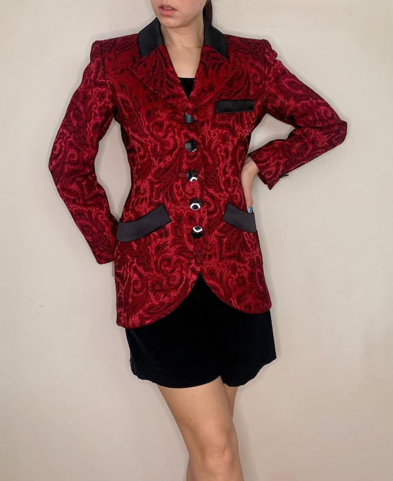 Vintage 80's Yves Saint Laurent Red & Black Blazer - Etsy Canada